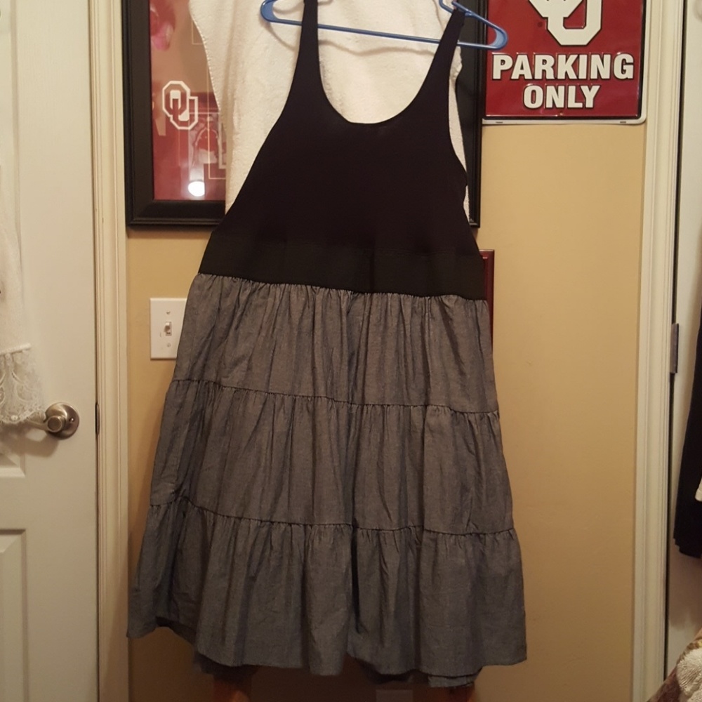 Dress black tank with denim type skirt attavhed